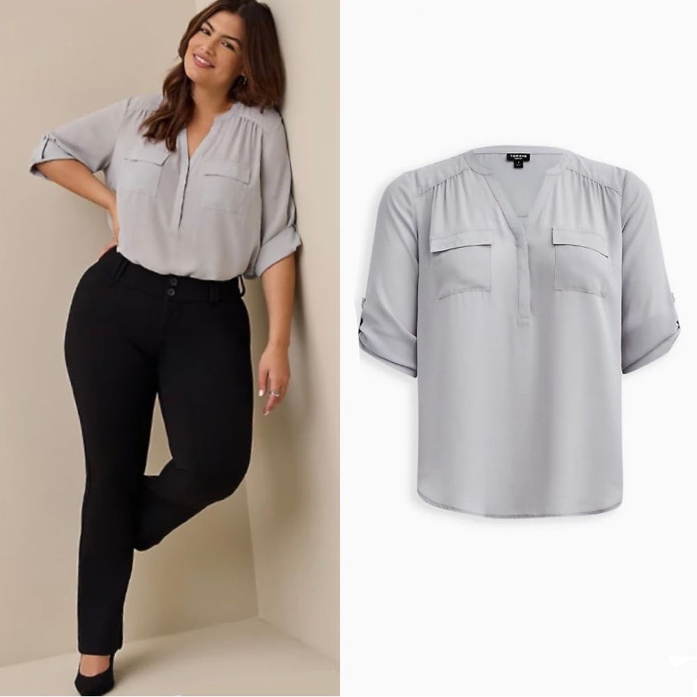 TORRID HARPER GEORGETTE PULLOVER 3/4 SLEEVE BLOUSE